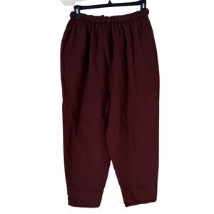 Free People Burgundy tie waist elastic pants, pant cuff, size small